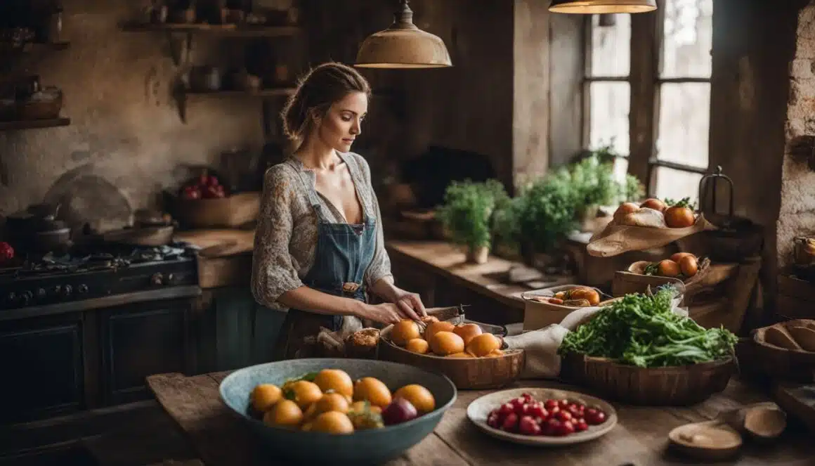 A woman is preparing food in a kitchen.Healthy Eating Tips for Over 50s: How to Maintain a Balanced Diet